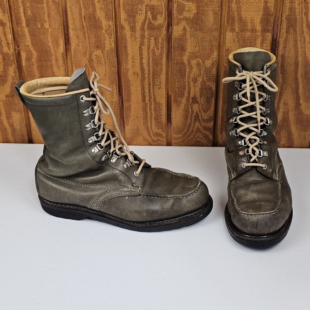 Vintage Sears 12 D Green Leather Moc Toe Sport Hunting USA 1970'S Ted Williams